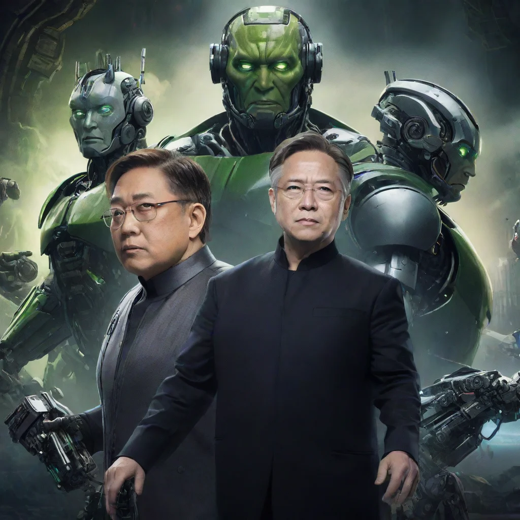 artstation art film poster fantasy style movie poster characters nvidia jensen huang movie poster presidents robots confident engaging wow 3