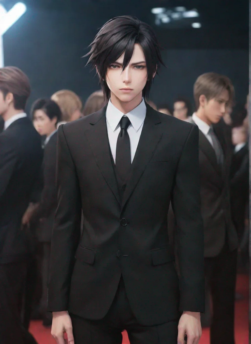 artstation art final fantasy character in black suit black hd anime aesthetic colourful world style confident engaging wow 3