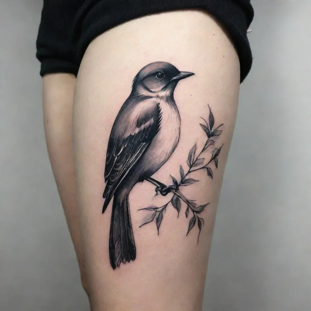 aiartstation art fine line black and white tattoo bird confident engaging wow 3