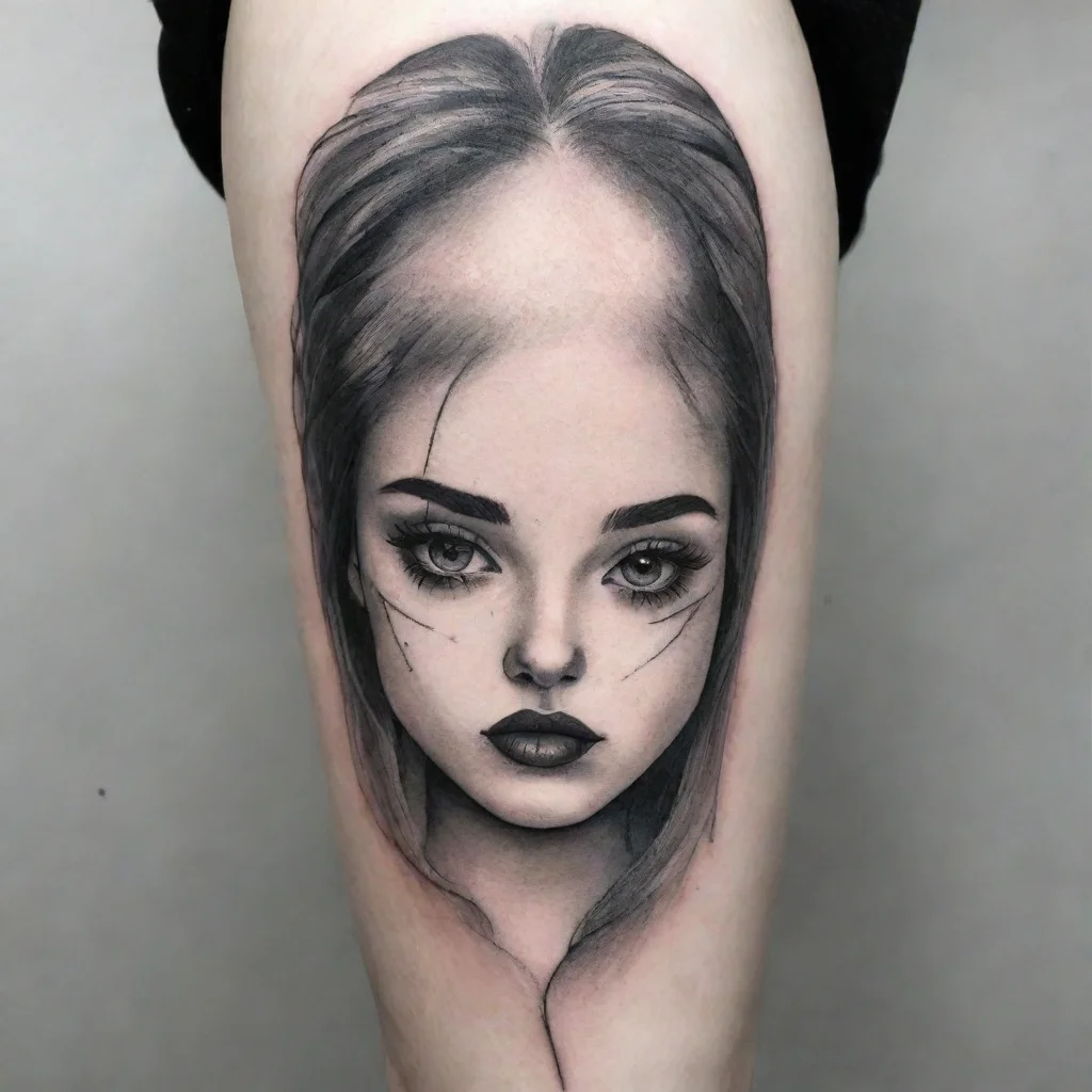 aiartstation art fine line black and white tattoo her face confident engaging wow 3
