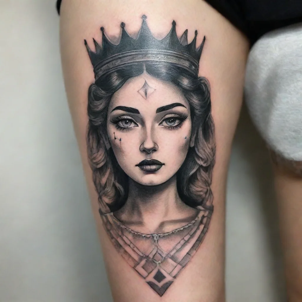 aiartstation art fine line black and white tattoo women queen confident engaging wow 3