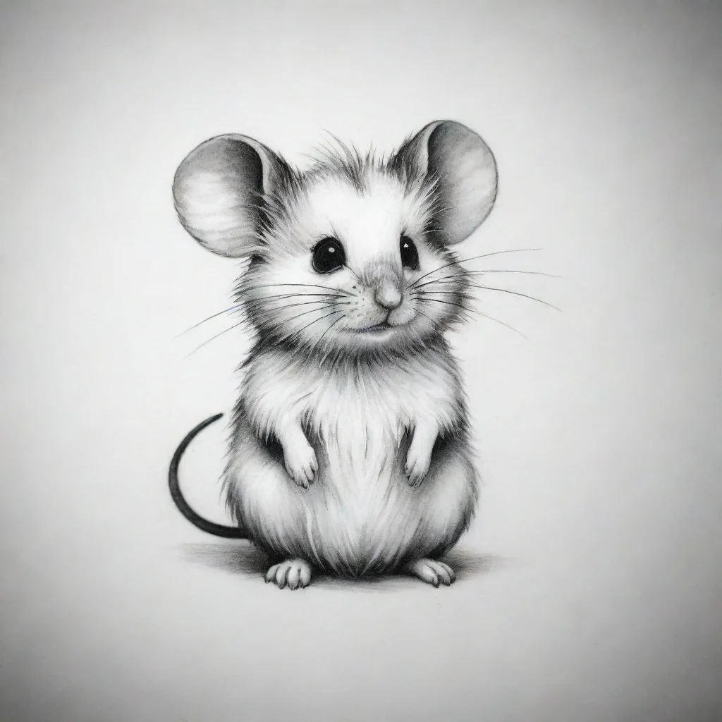 aiartstation art fluffy mouse fine line black and white tattoo confident engaging wow 3
