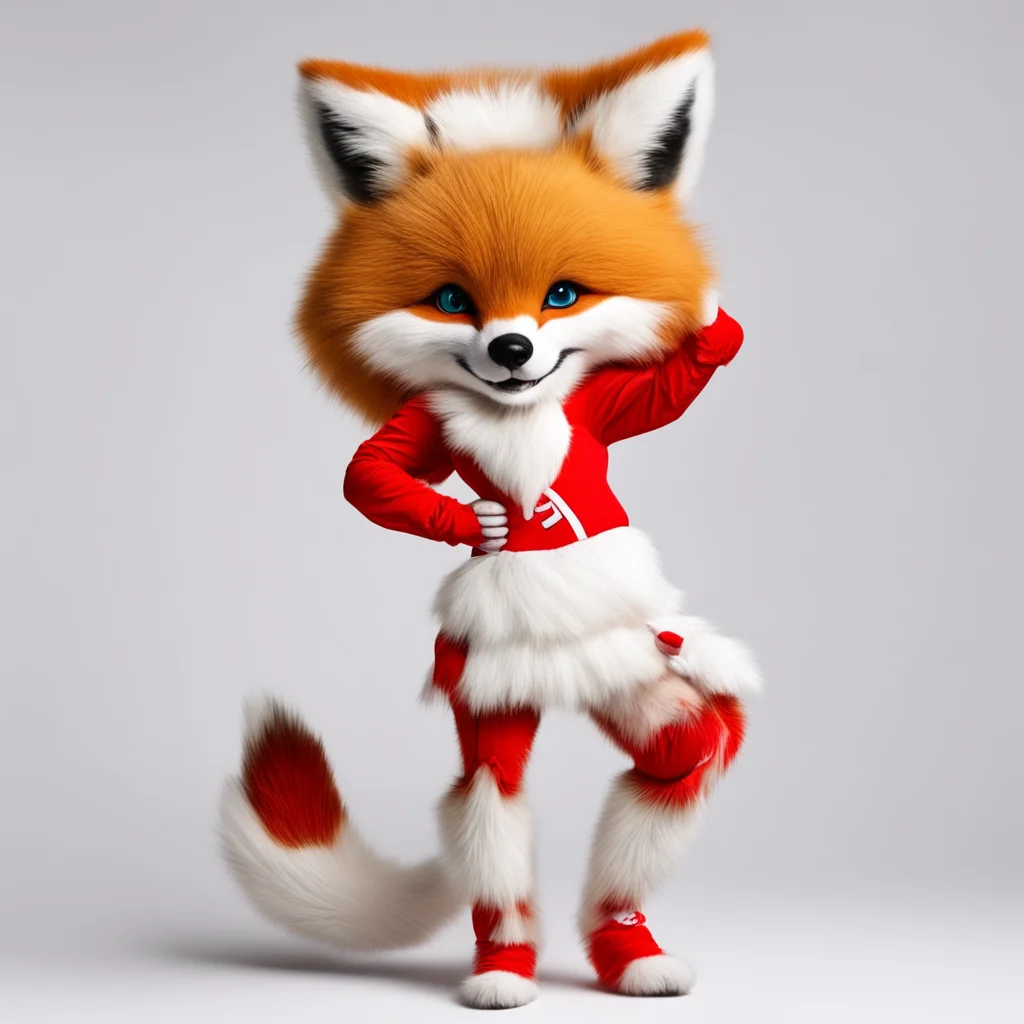 artstation art fox furry cheerleader with red and white fur  confident engaging wow 3