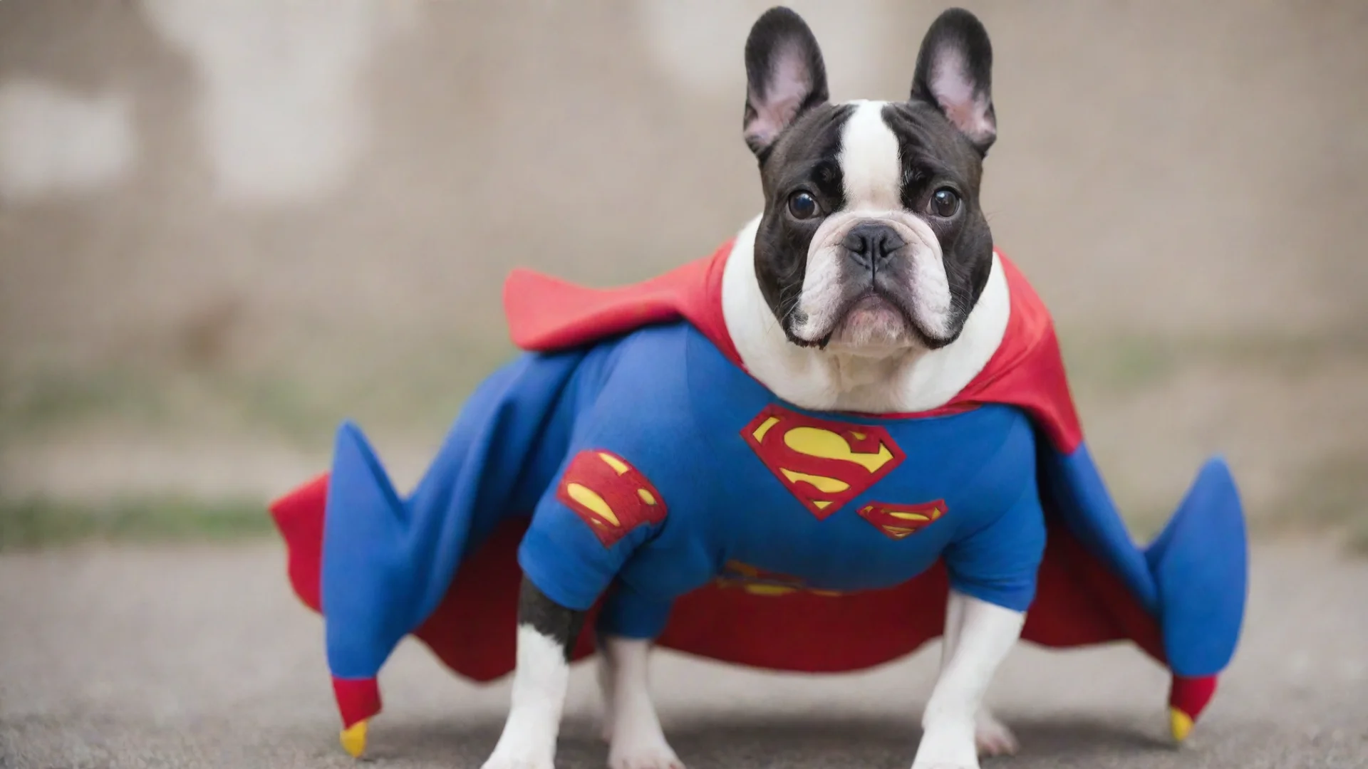 aiartstation art french bulldog with a superman costume confident engaging wow 3 wide