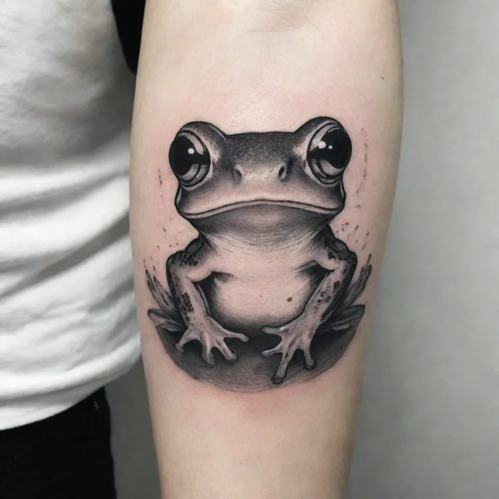 aiartstation art frog fine line black and white tattoo confident engaging wow 3