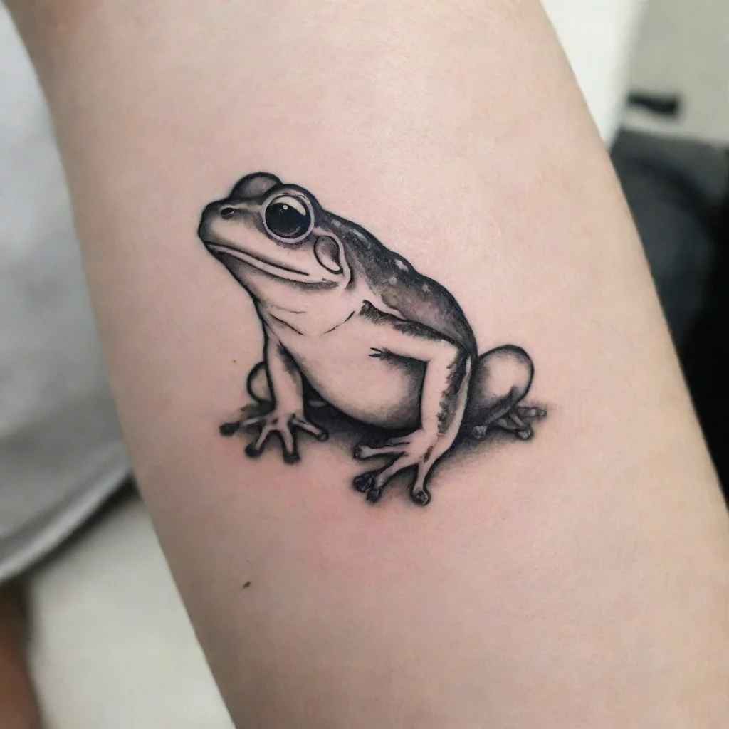 aiartstation art frog minimalistic fine line black and white tattoo confident engaging wow 3