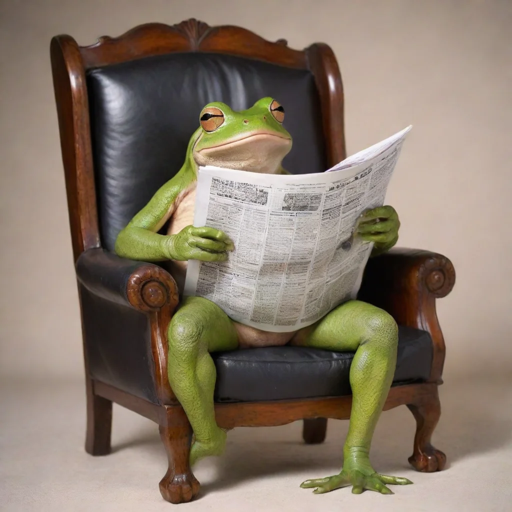 aiartstation art frog sat in a chair reading the newspaper%2C over time he fell asleep and finally fell confident engaging wow 3