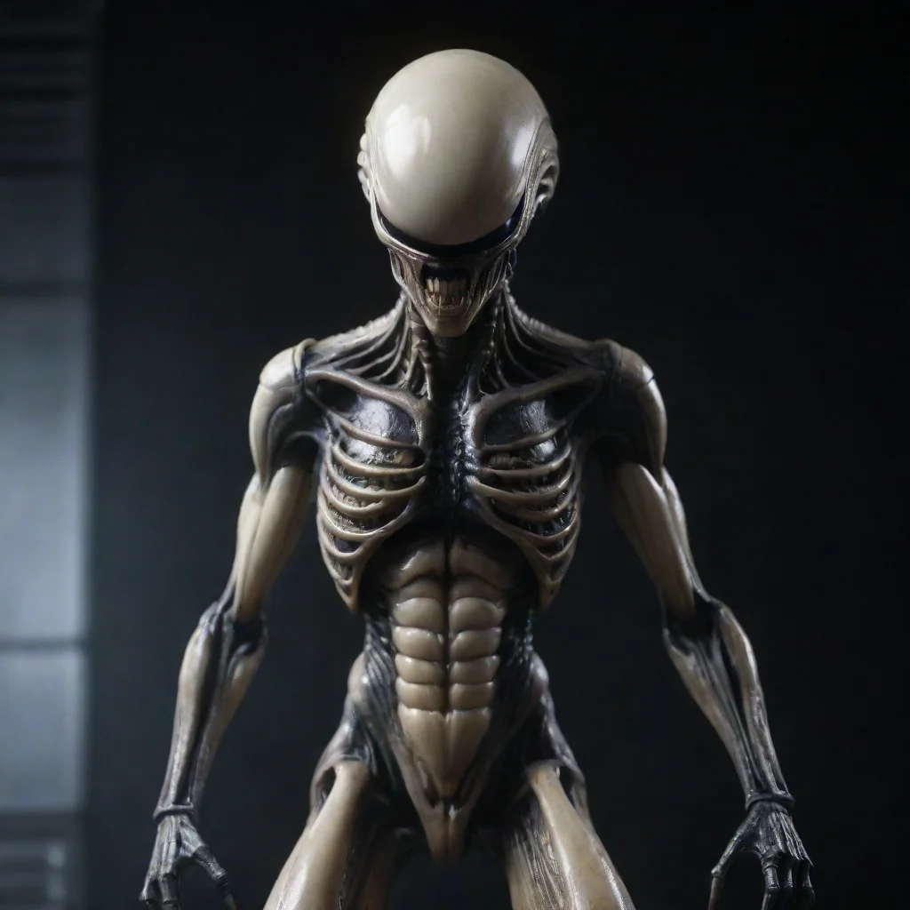 artstation art frontal shot cinematic pale skinned alien xenomorph giger figure standing  confident engaging wow 3