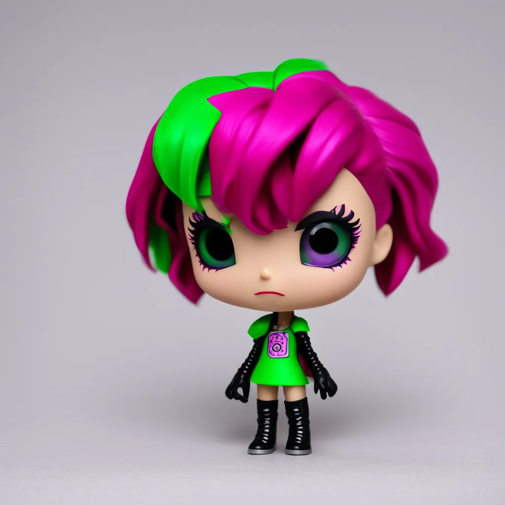 aiartstation art funko pop stile girl g%C3%B3tic hair black and red eyes green in my little pony confident engaging wow 3