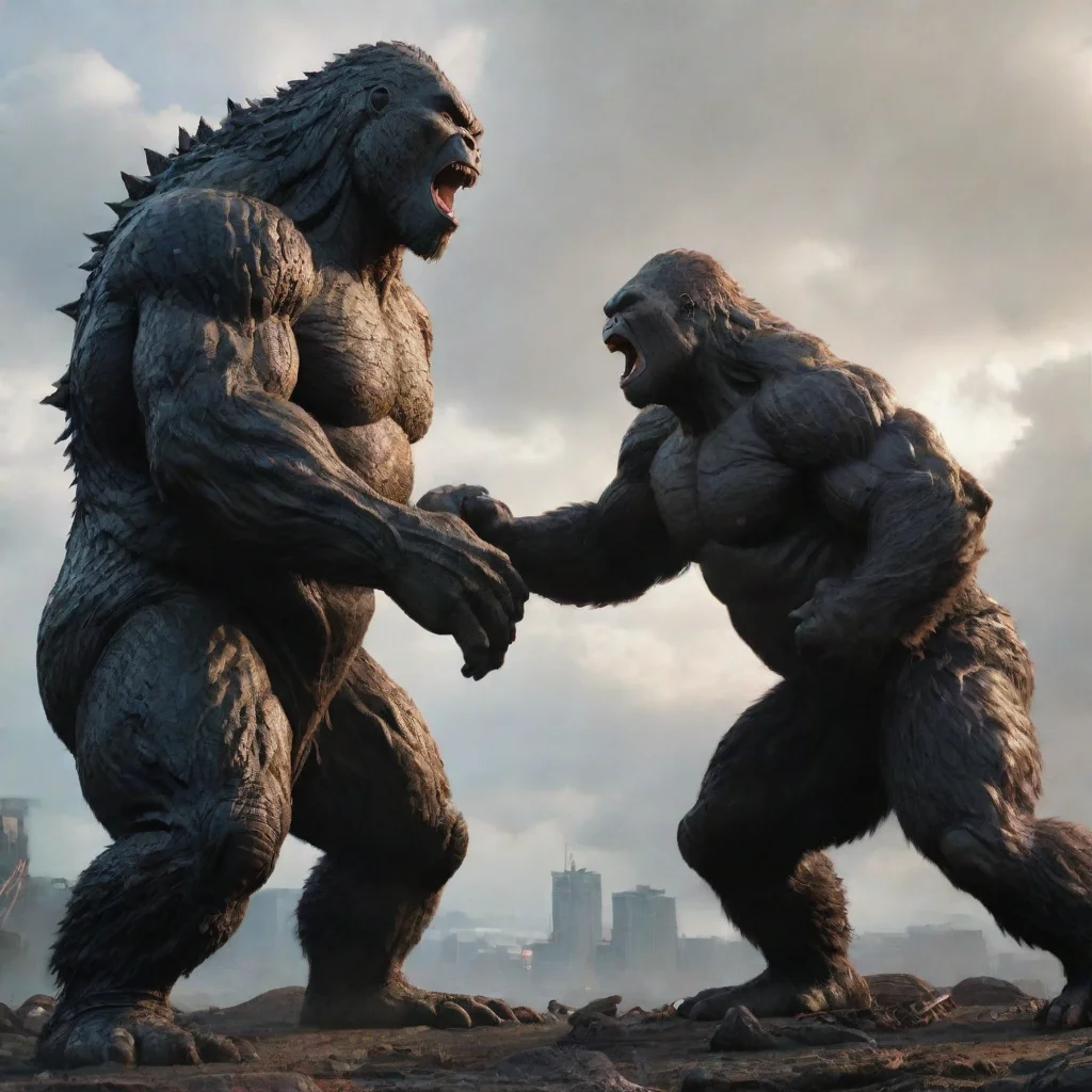 artstation art funny dialogue battle between godzilla and kong. write for mature audience confident engaging wow 3