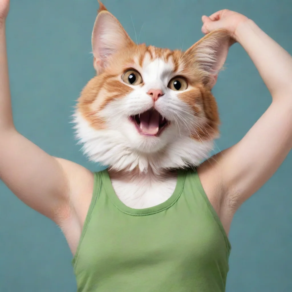 aiartstation art furry cat wearing tank top showing her armpits%2C drawn confident engaging wow 3