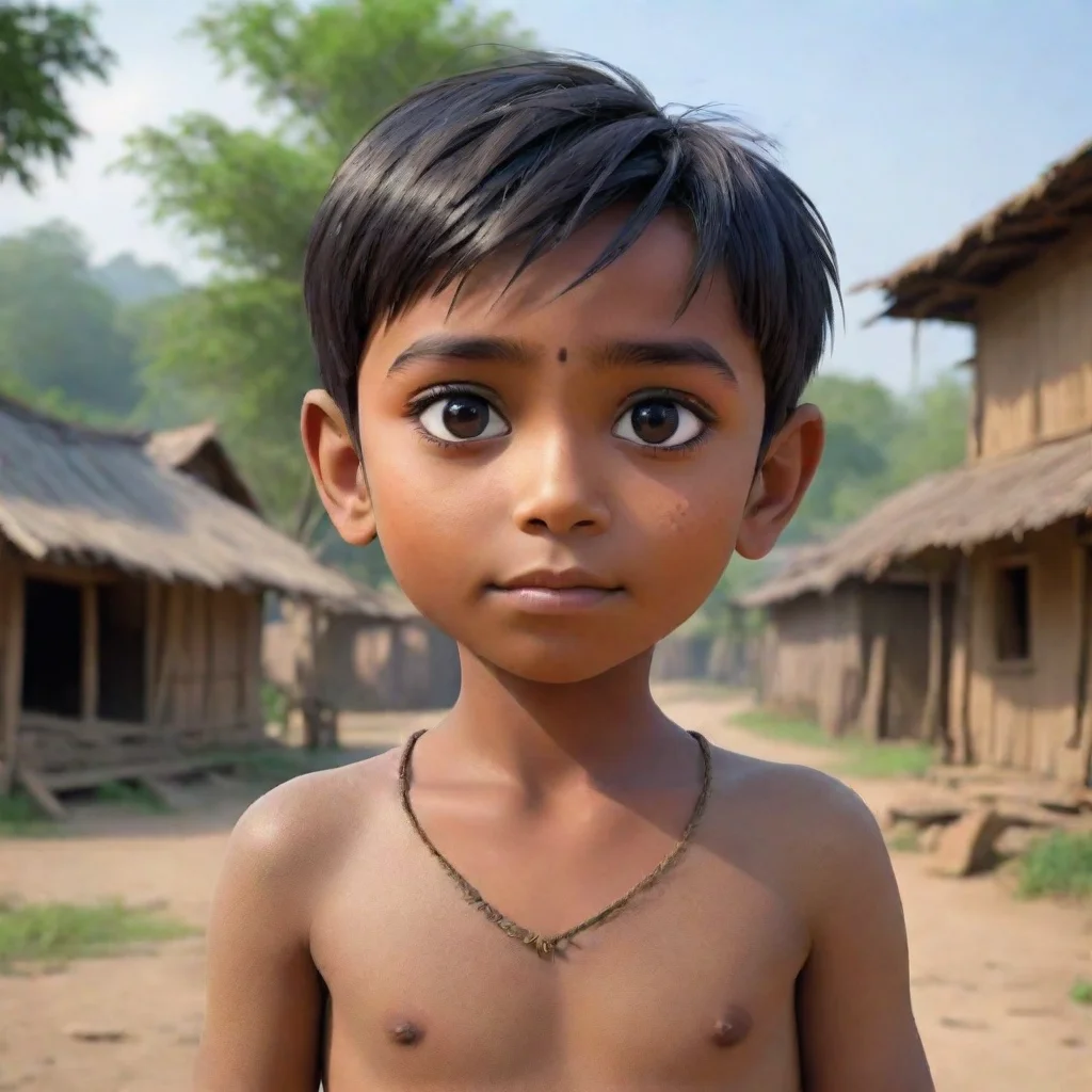 aiartstation art generate an image of  animated boy in indian village confident engaging wow 3