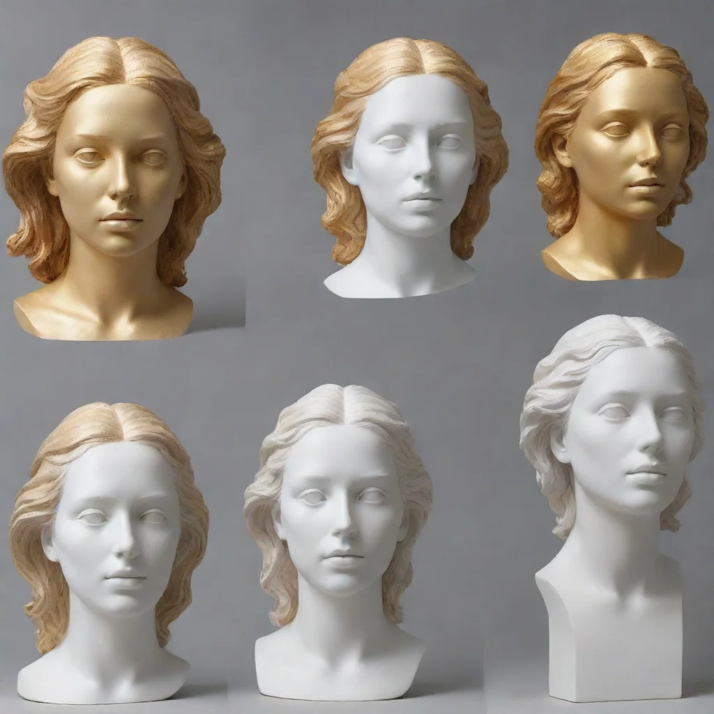 artstation art generated portraits of a white sculpture with golden hair confident engaging wow 3