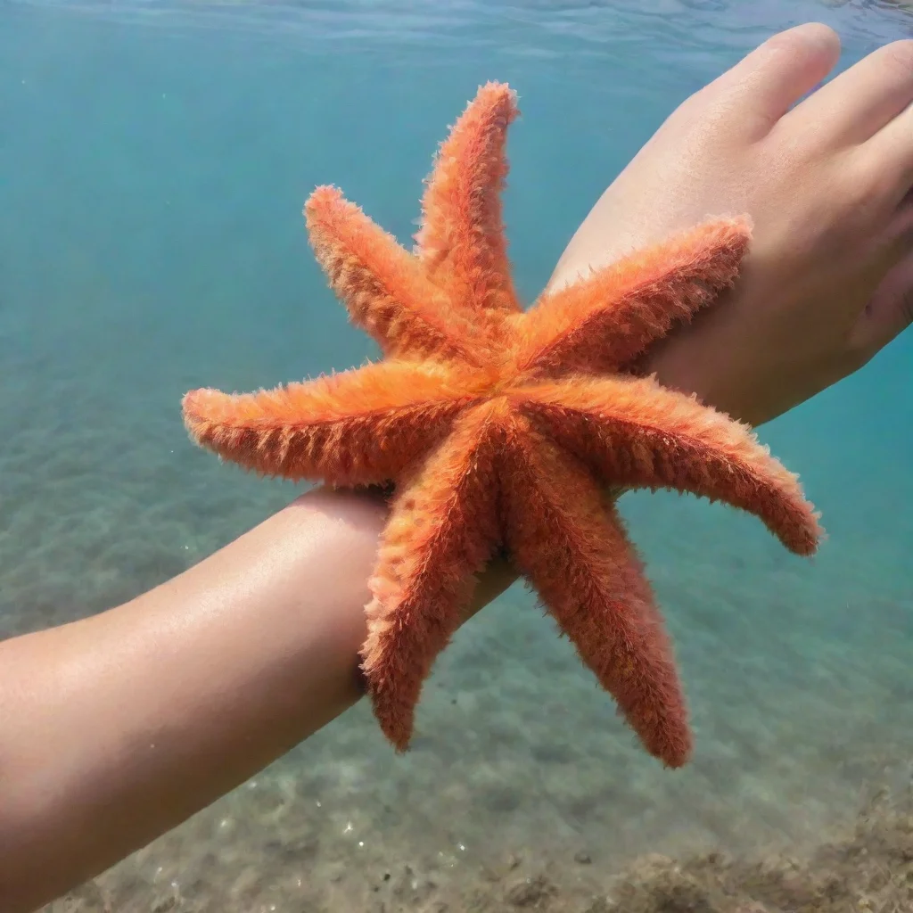 aiartstation art giant furry starfish wrapping around a person%27s arm confident engaging wow 3