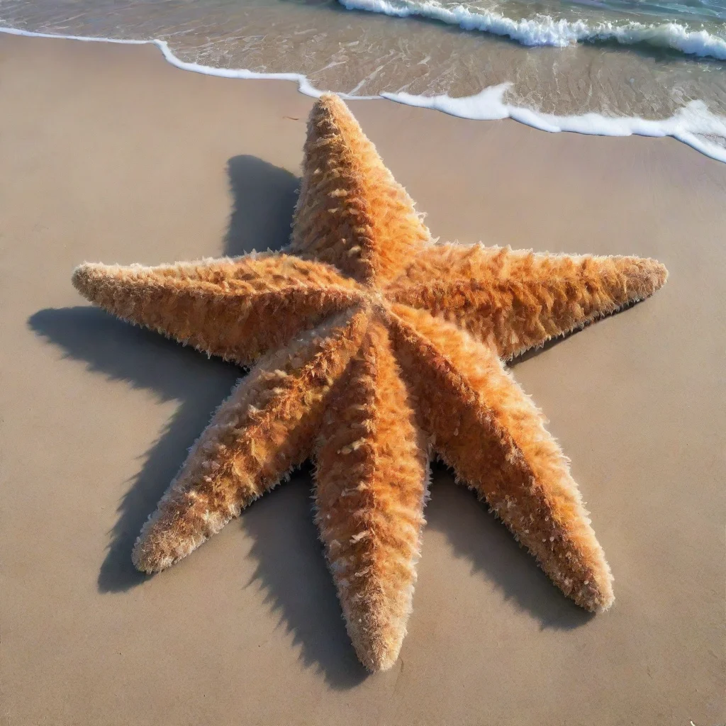aiartstation art giant starfish covered in realistic dense thick fur%2C laying on the beach  confident engaging wow 3