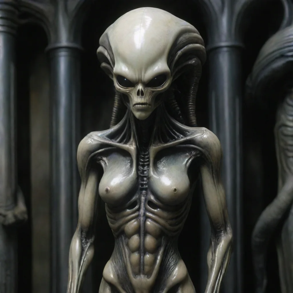 artstation art giger alien standing tall discolored pale  skin confident engaging wow 3