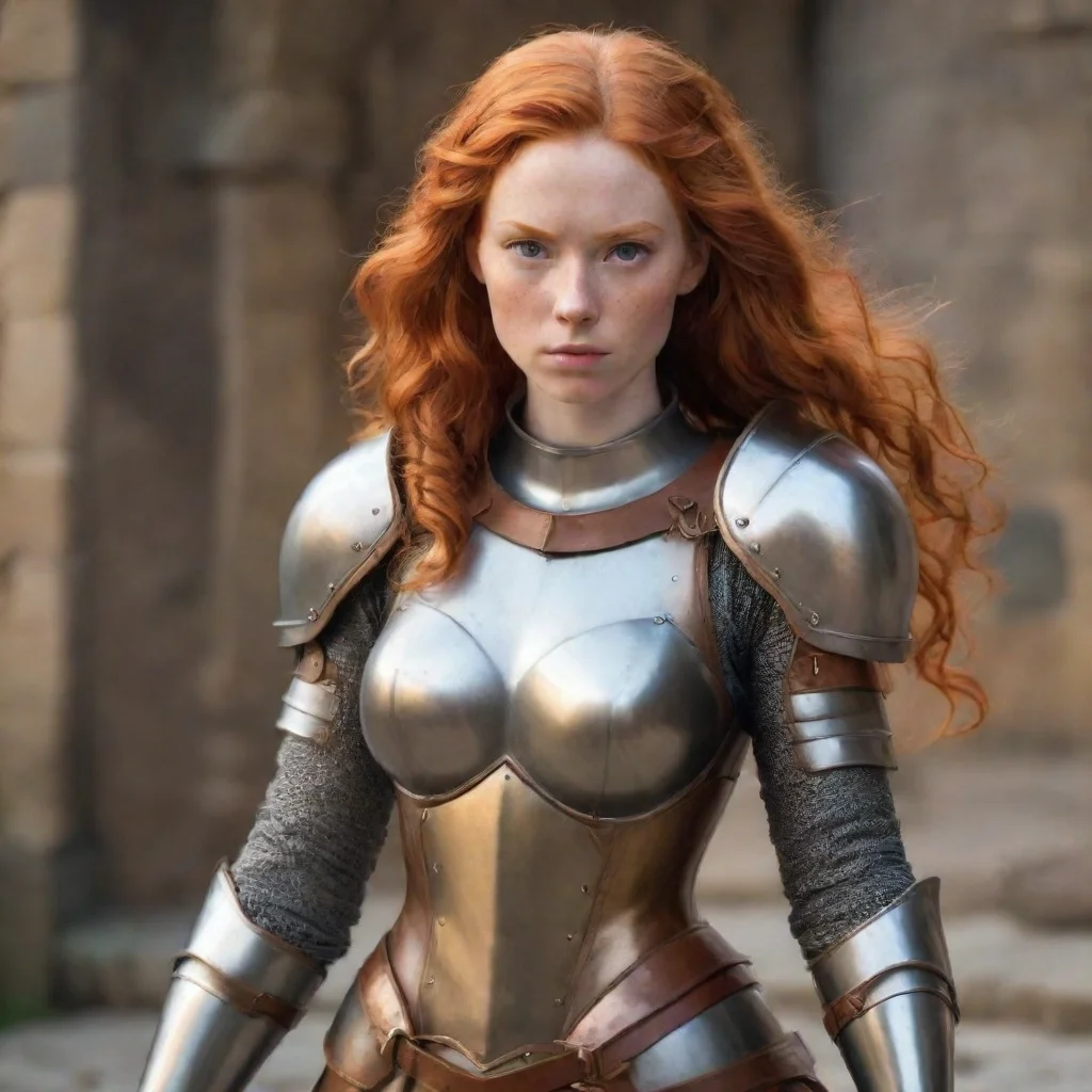 artstation art ginger superhero woman skin type medieval armor confident engaging wow 3
