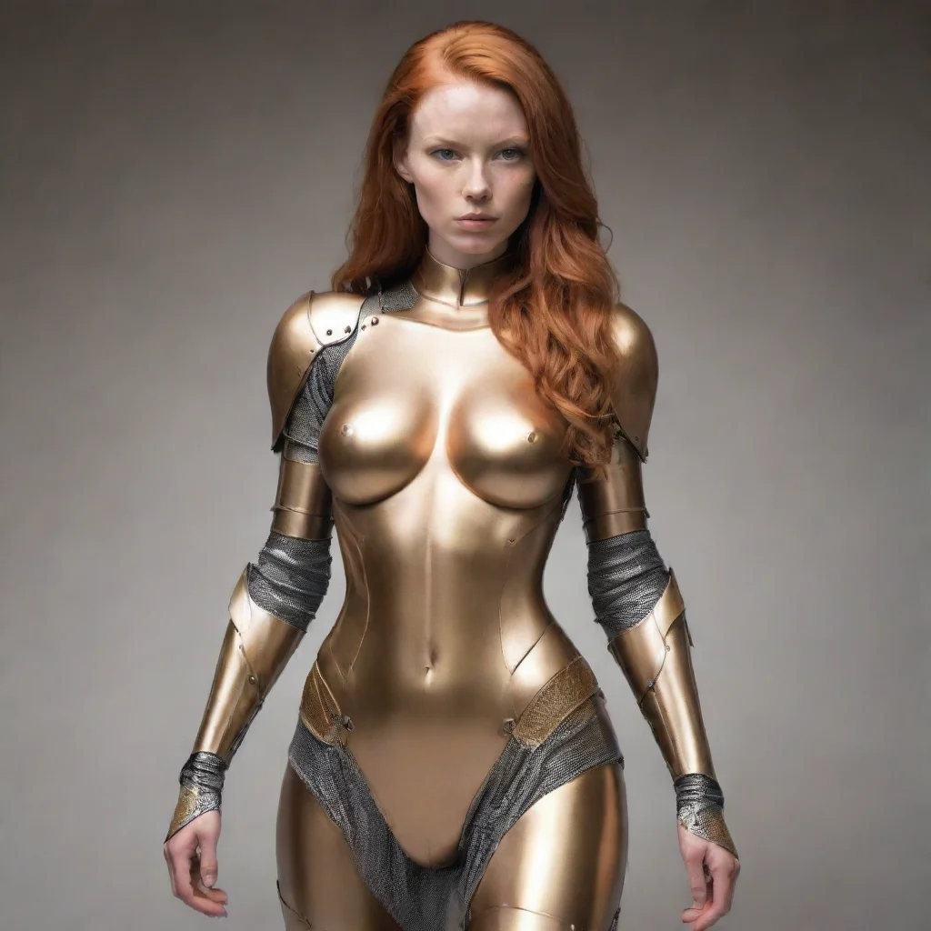 aiartstation art ginger woman skin tight form fitting metal armor confident engaging wow 3