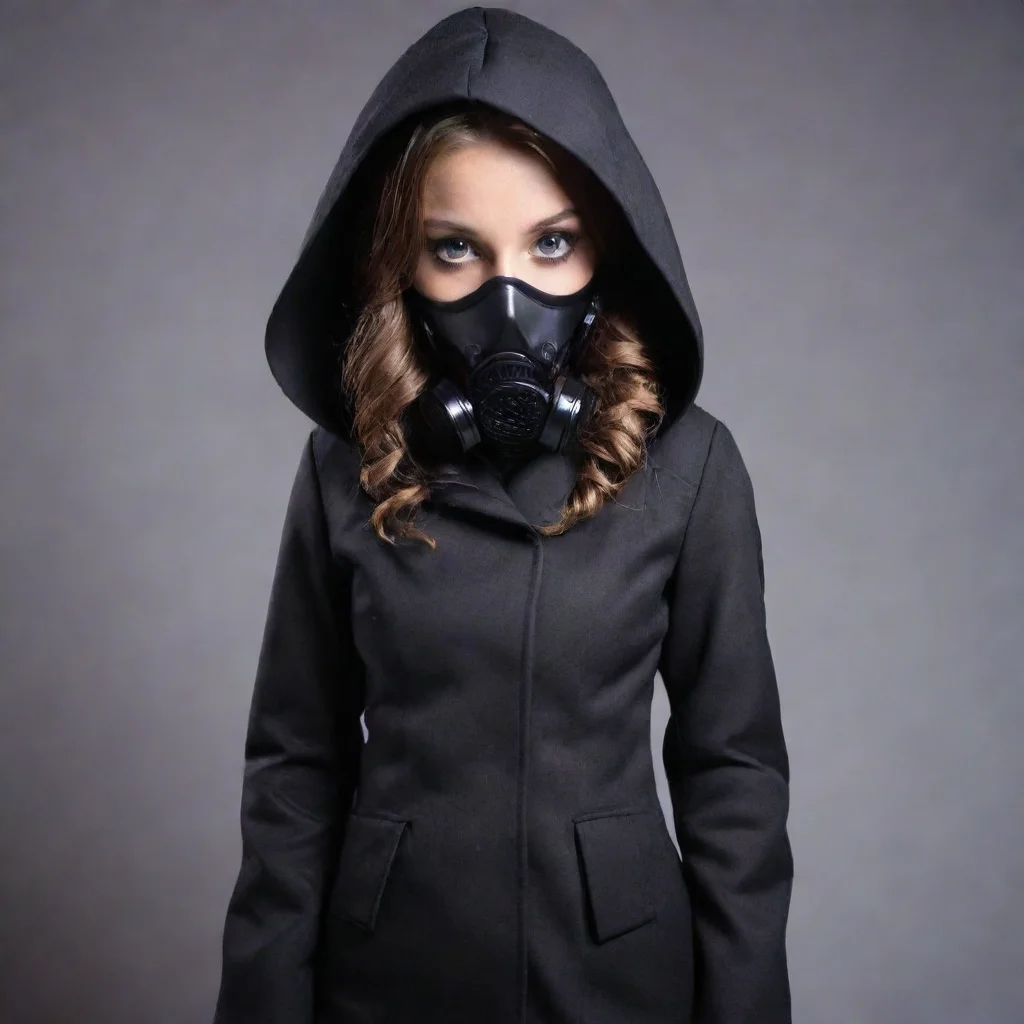 artstation art girl business look coat with hood gasmask confident engaging wow 3
