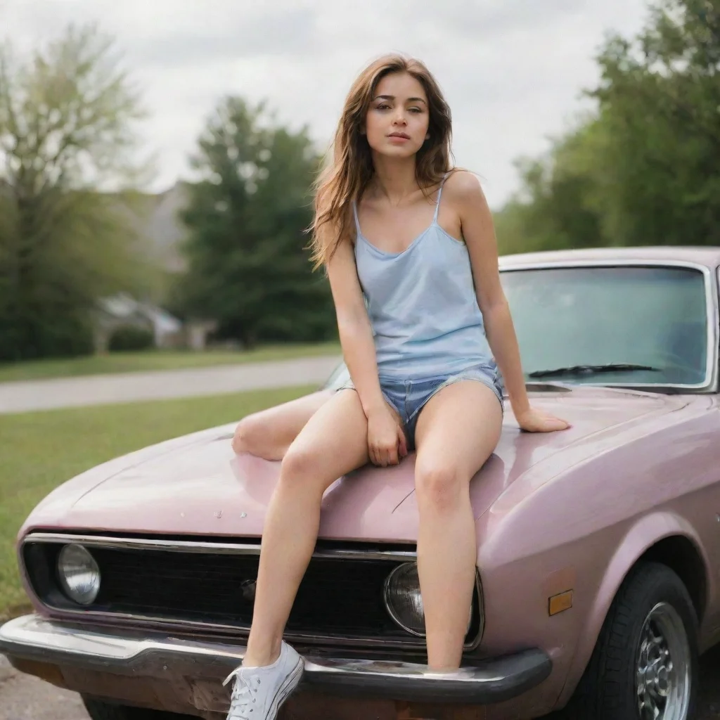 aiartstation art girl sitting on car confident engaging wow 3