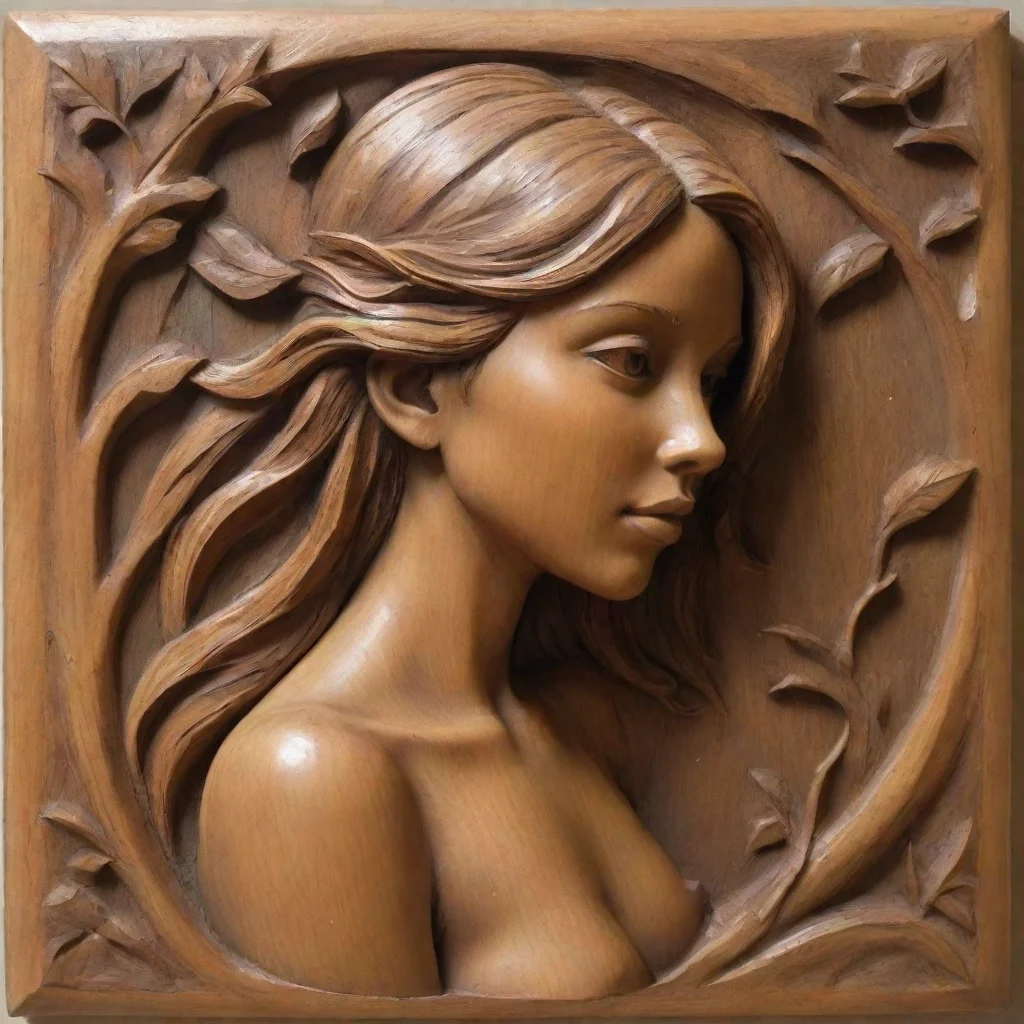 aiartstation art girl wood bas relief confident engaging wow 3