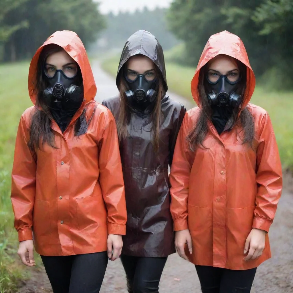 aiartstation art girls with rainwear%2C hood and gasmask confident engaging wow 3