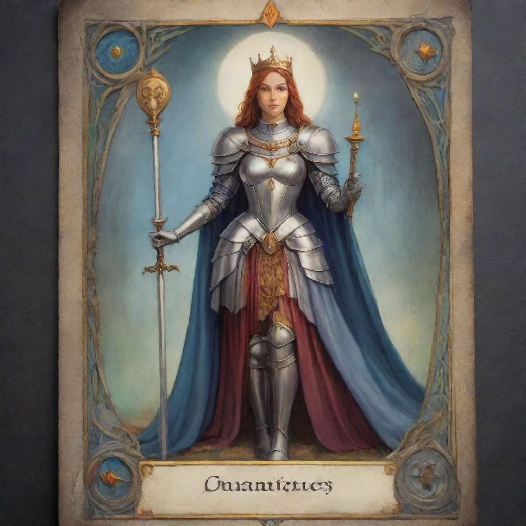 aiartstation art goddesses game card for a tarot style game%2C card is about the knight archetype%2C card game for women%2C only symbols instead of people in the image confident engaging wow 3