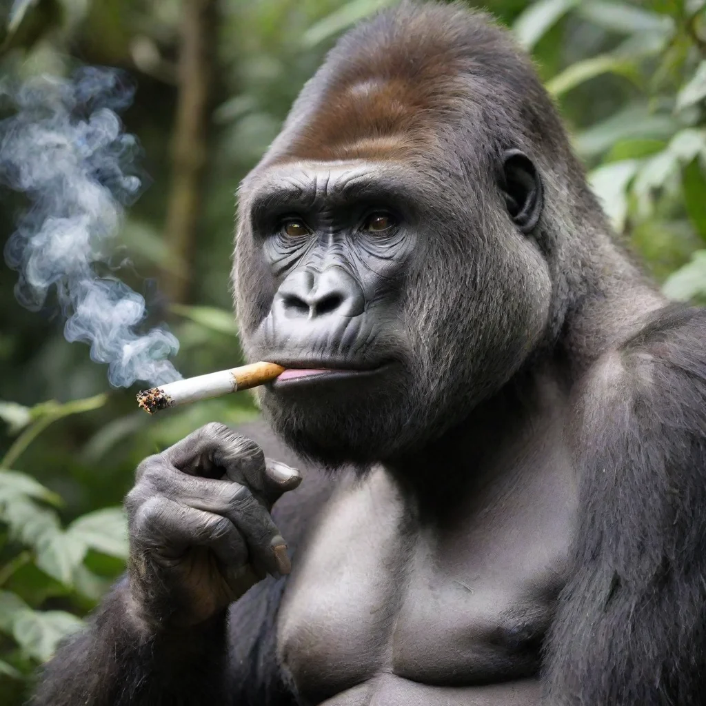 aiartstation art gorilla smoking a joint confident engaging wow 3