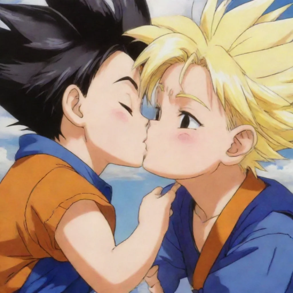 aiartstation art goten and trunks anime dbz kissing confident engaging wow 3