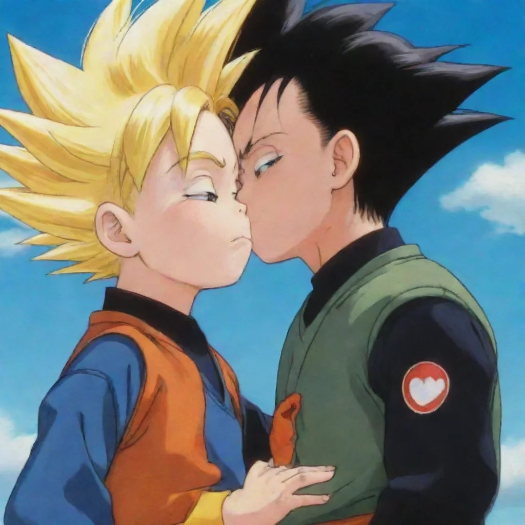 aiartstation art goten and trunks kissing confident engaging wow 3