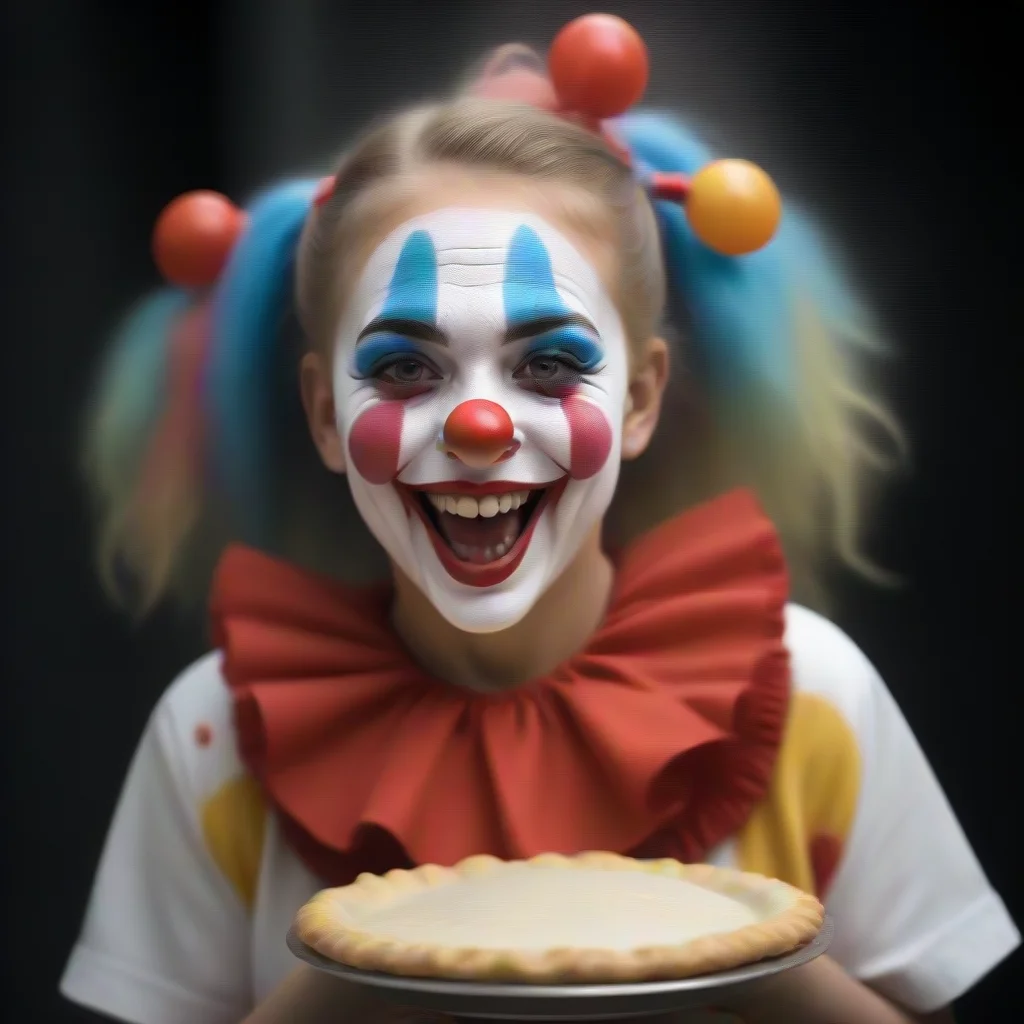 aiartstation art happy clown girl pie in the face confident engaging wow 3