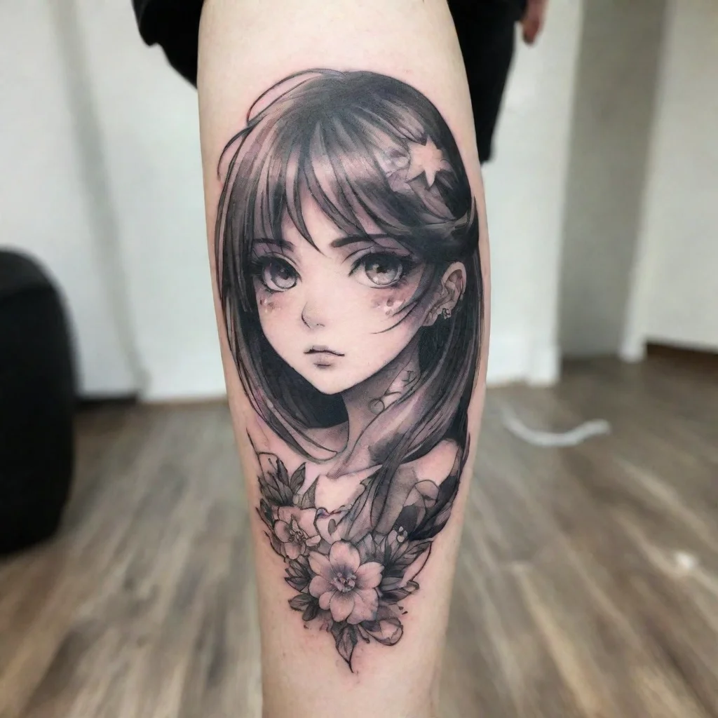 aiartstation art her anime fine line black and white tattoo confident engaging wow 3