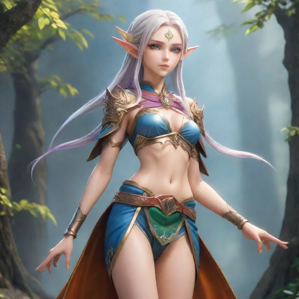 artstation art high elf character full body pose epic adorned colourful hd best quality anime detailed confident engaging wow 3