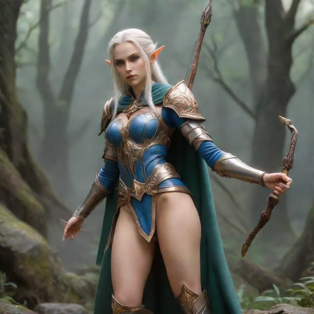 aiartstation art high elf female bows down confident engaging wow 3