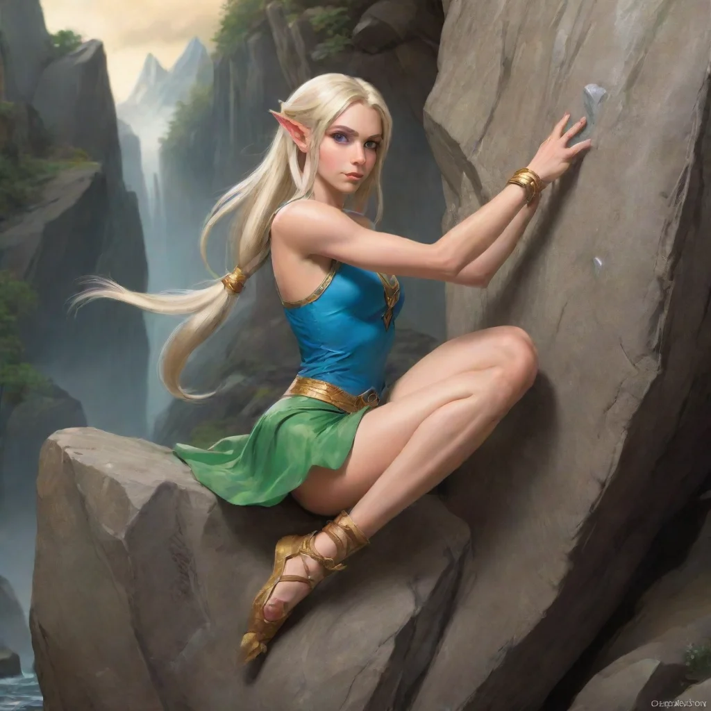 aiartstation art high elf princess bouldering confident engaging wow 3