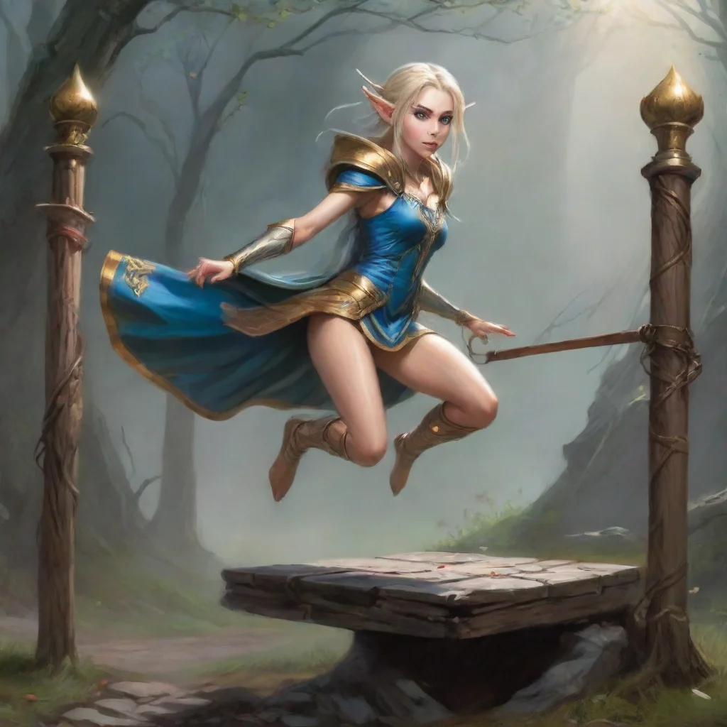 aiartstation art high elf princess jumps over a trap confident engaging wow 3