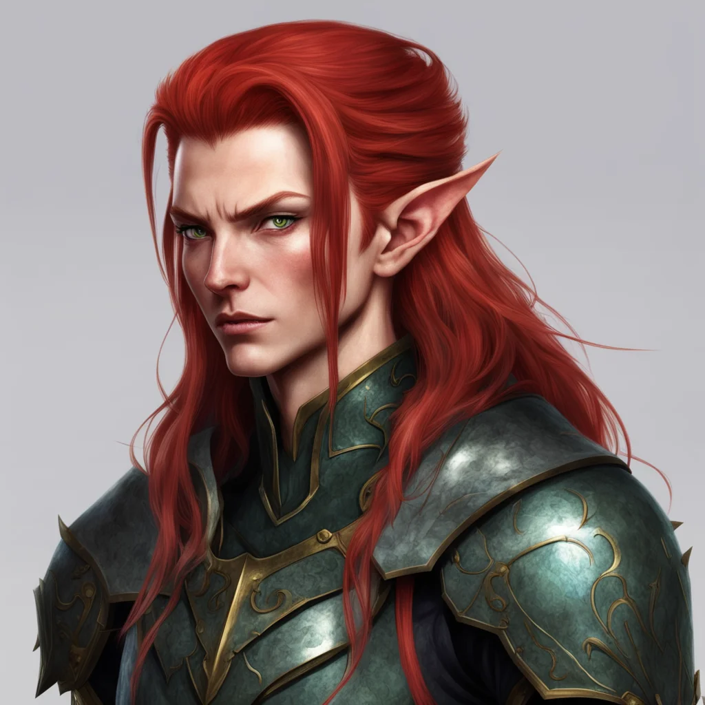 aiartstation art high elf ranger red hair middle aged cold expression%2C void magic confident engaging wow 3