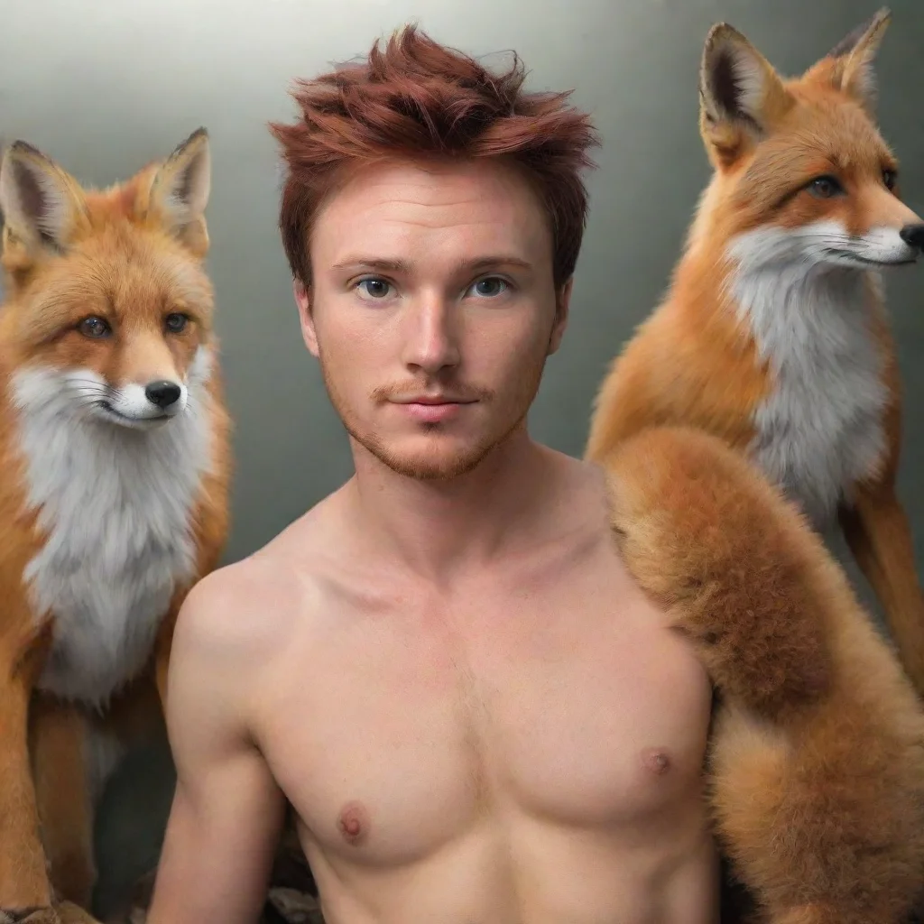 artstation art human transforming into a realistic red fox confident engaging wow 3