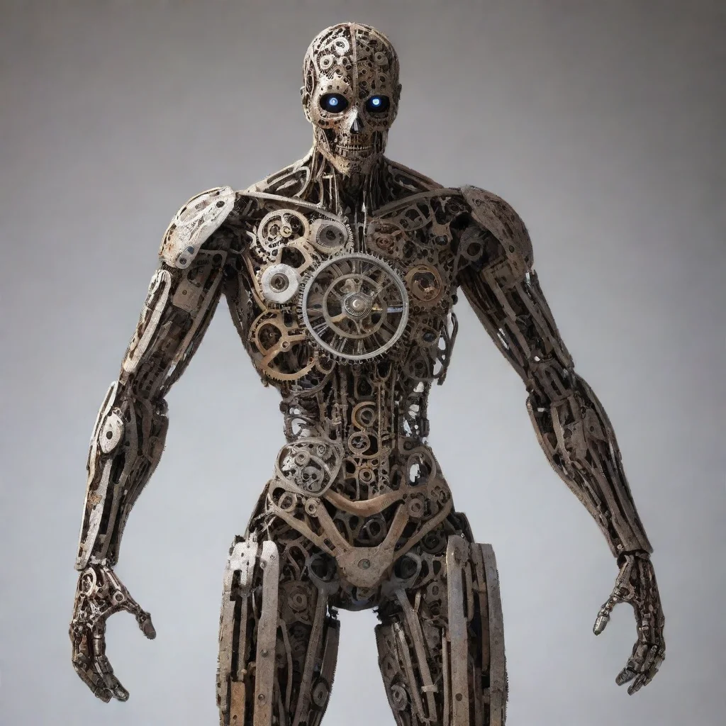 aiartstation art humanoid made of clock gears only%2C working moving gears  confident engaging wow 3