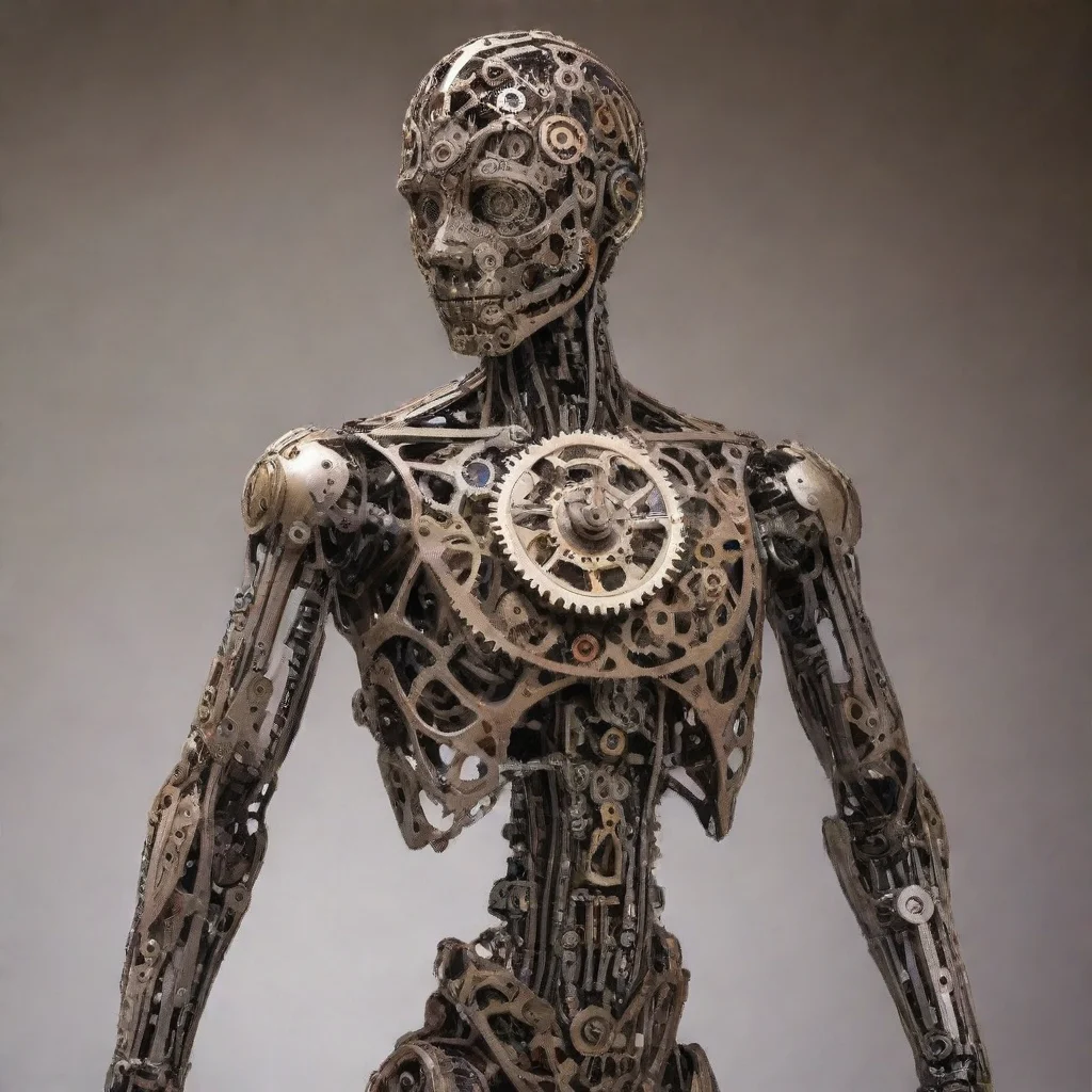aiartstation art humanoid made of clock movement gears only%2C working moving gears  confident engaging wow 3