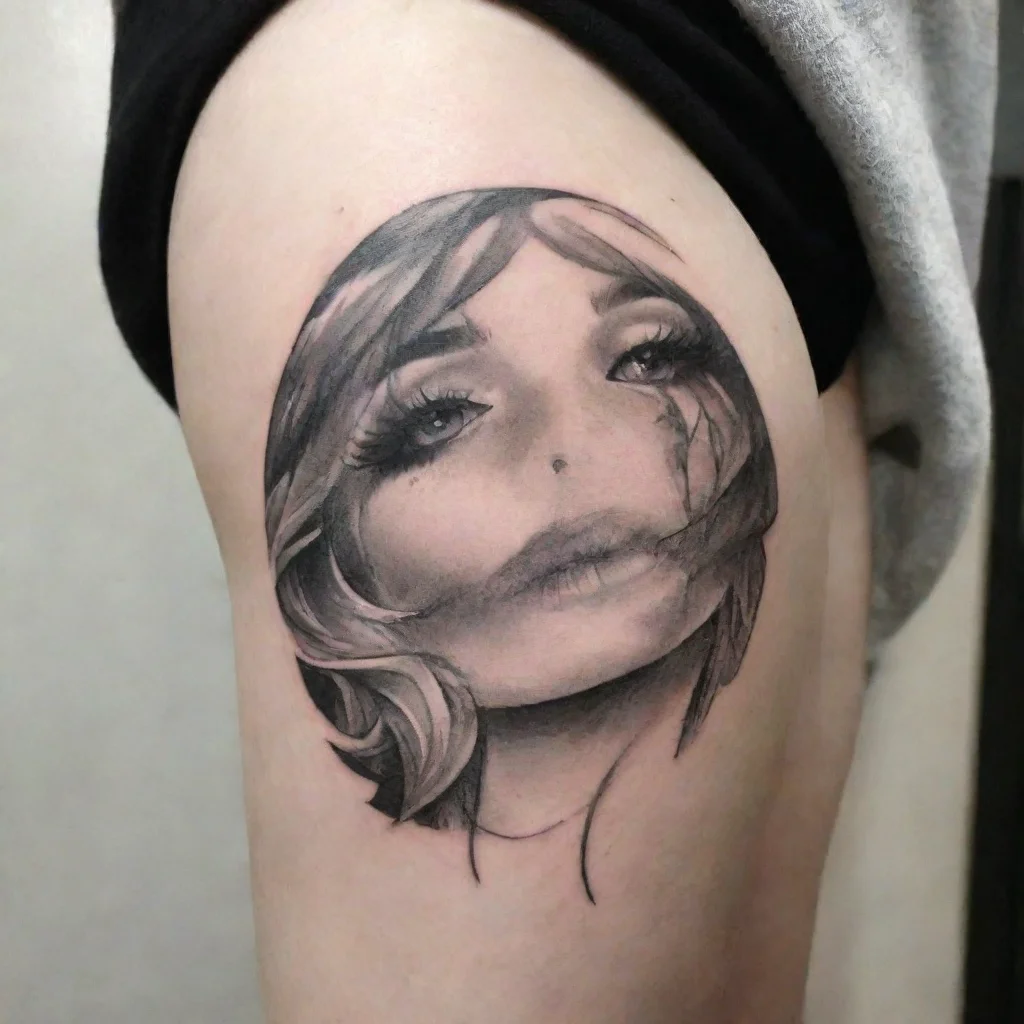 aiartstation art i kissed a girl fine line black and white tattoo confident engaging wow 3