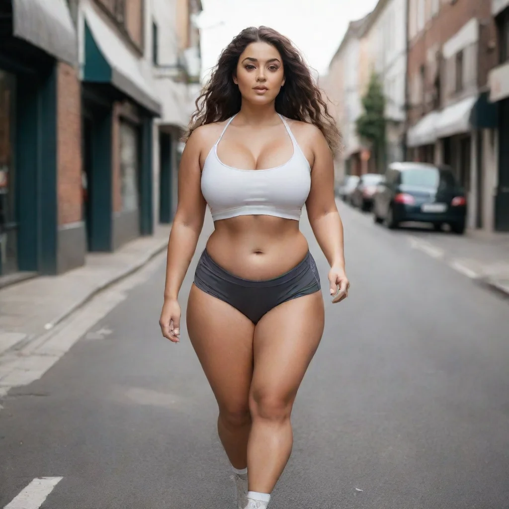 aiartstation art image of curvy female model walking in the street%2C with a sporty style%2C cinematic confident engaging wow 3
