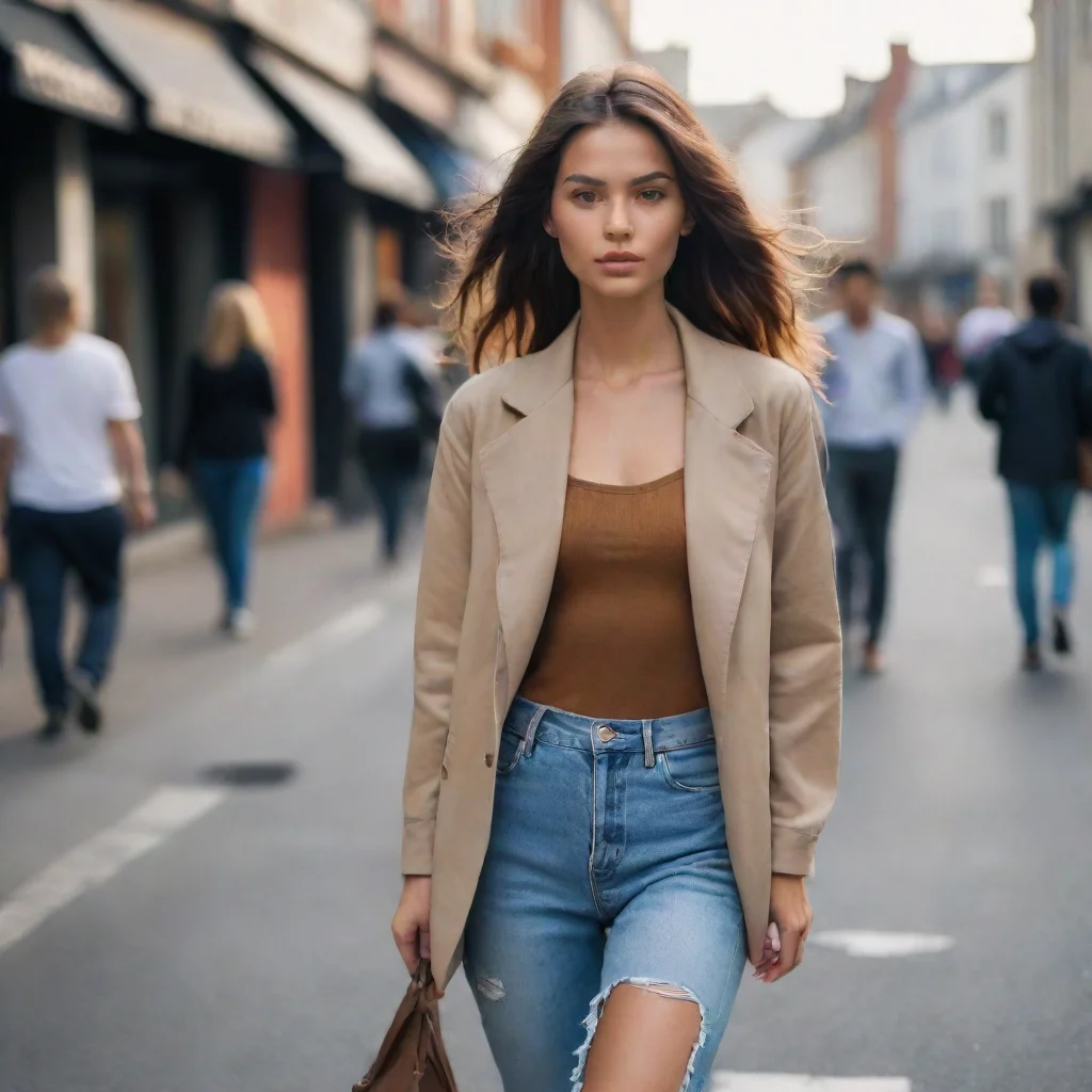 aiartstation art image of female model walking in the street%2C with a street style%2C cinematic confident engaging wow 3