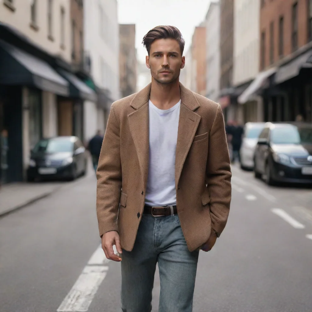 aiartstation art image of male model walking in the street%2C with a street style%2C cinematic confident engaging wow 3