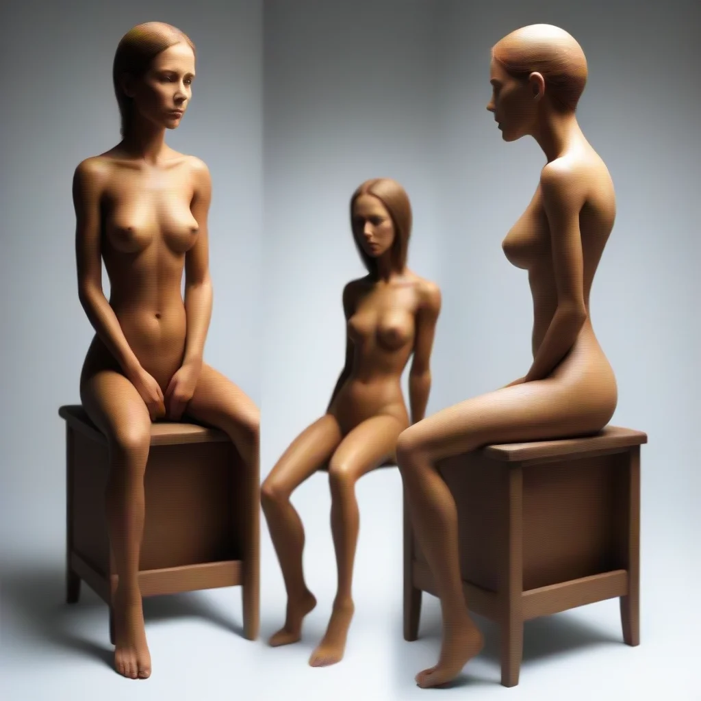 artstation art inanimate transformation female turning into a wooden inanimate chair confident engaging wow 3