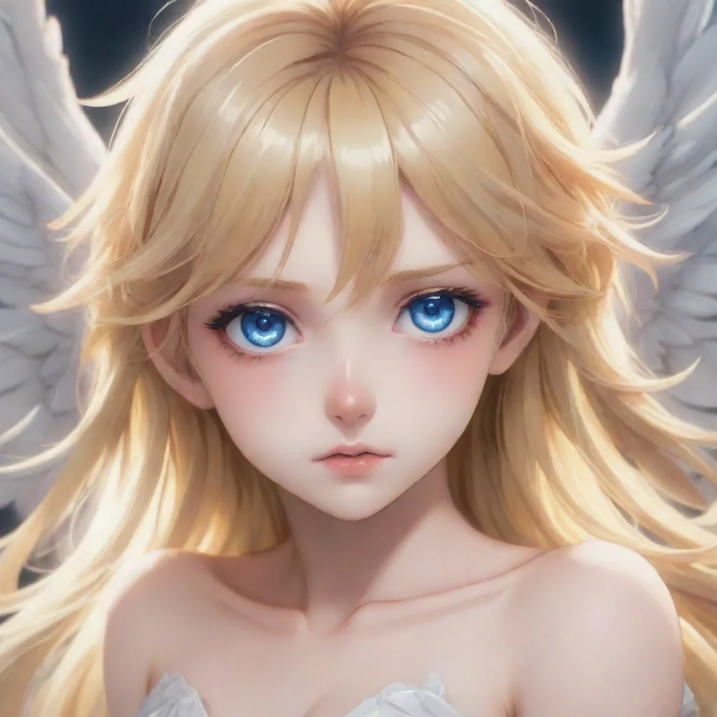 aiartstation art injured blonde anime angel with blue eyes. confident engaging wow 3