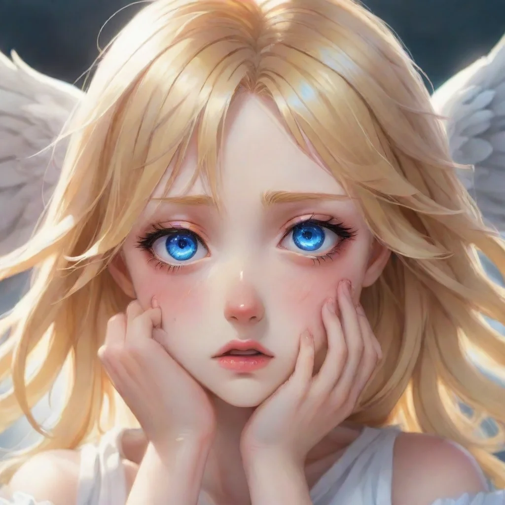 aiartstation art injured crying blonde anime angel with blue eyes. confident engaging wow 3