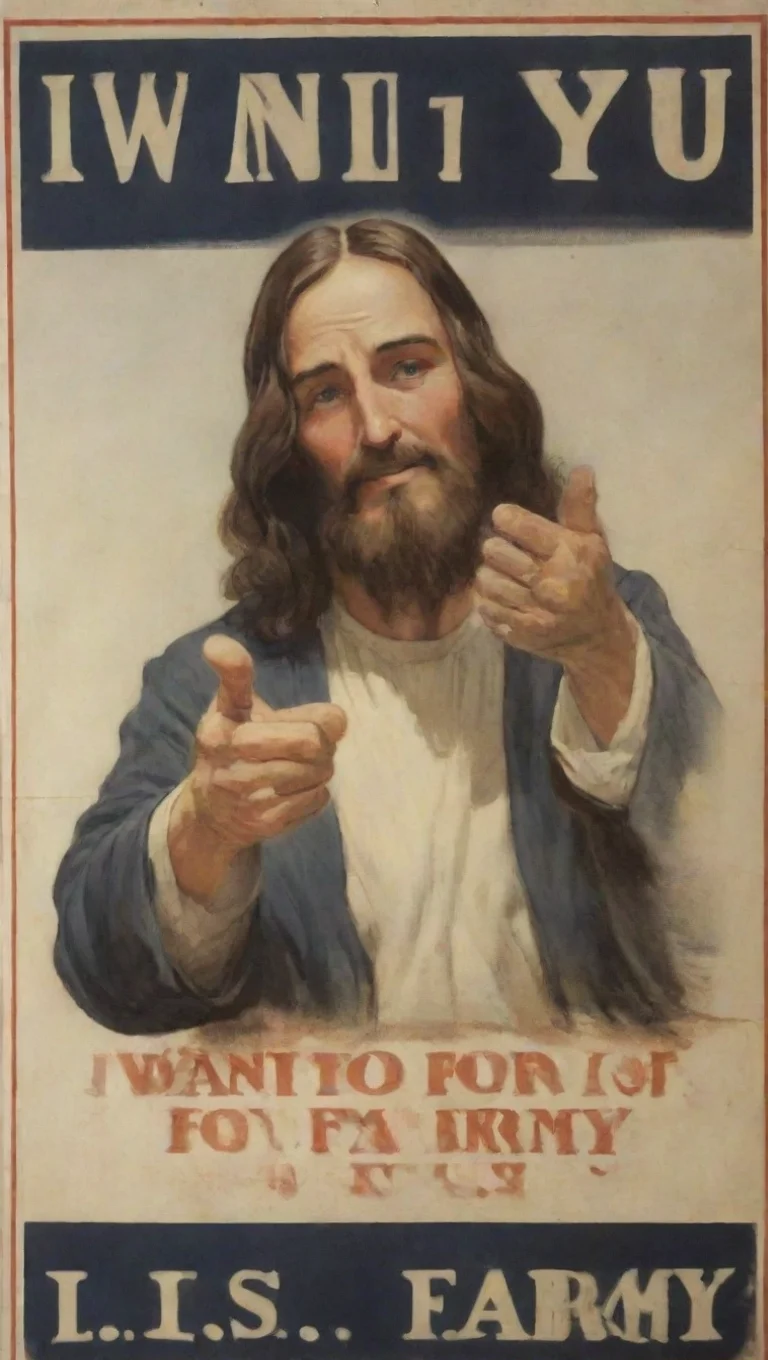 aiartstation art j. m. flagg%2C i want you for u.s. army poster but jesus is in the poster confident engaging wow 3 tall