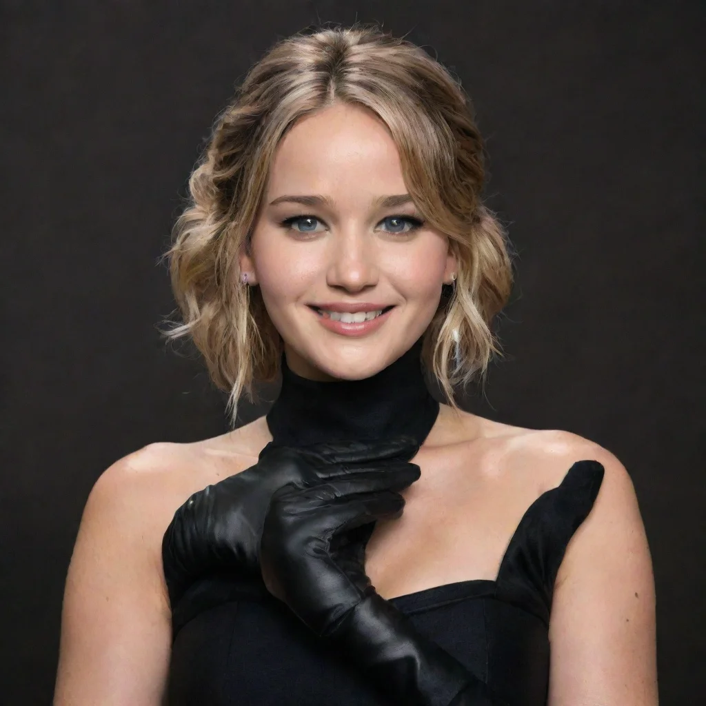 artstation art jennifer lawrence smiling with black gloves and gun confident engaging wow 3