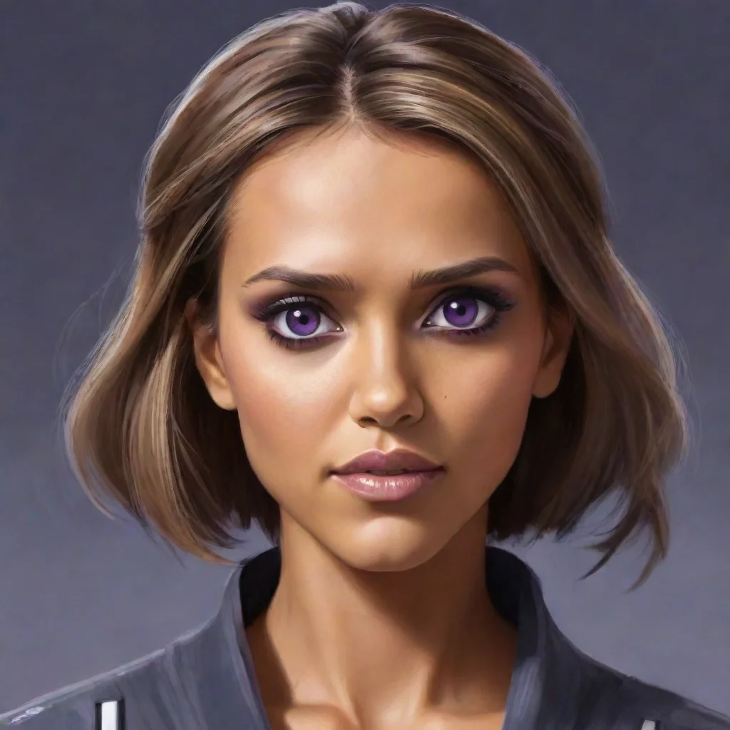 artstation art jessica alba in star wars clone wars art style with purple eyes confident engaging wow 3